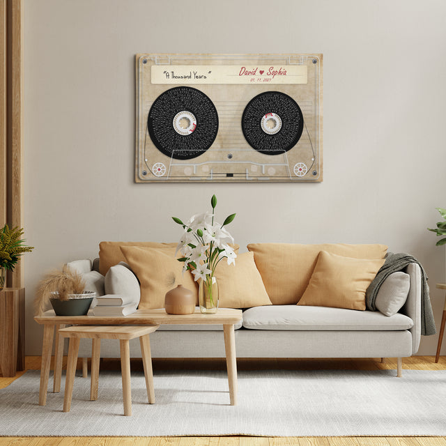 Customizable Music Song Lyrics Cassette Tape Canvas Wall Art