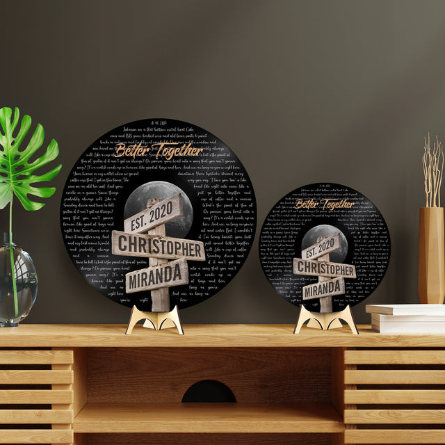 Custom Song Lyrics, Customizable Song Name And Text, Street Sign Style, Round Wood Sign