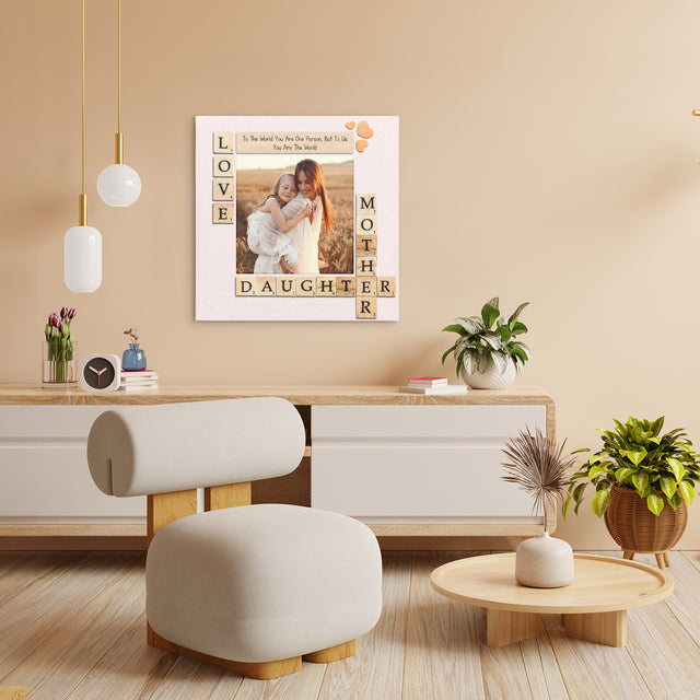 Personalized Mother Daughter Photo Canvas Wall Art