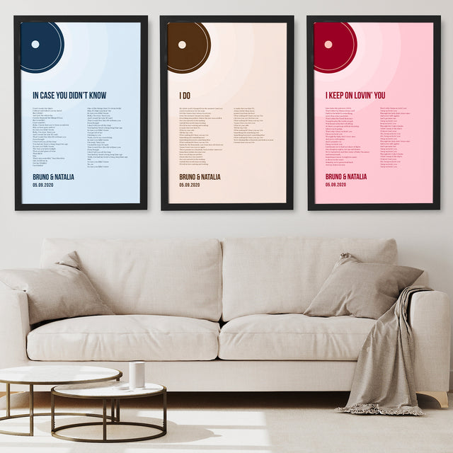 Tickled Pink Vinyl Record, Custom Song Lyrics Framed Art Print