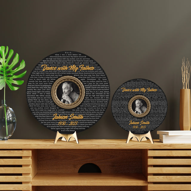 Custom Song Lyrics & Photo, Personalized Memorial Round Wood Sign