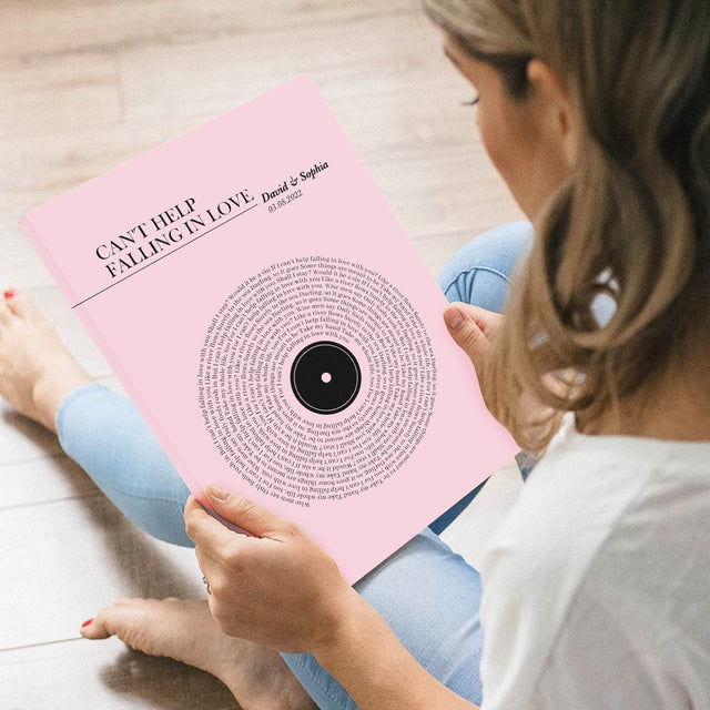 Pink Vinyl Record Canvas Print, Personalized Song Lyrics Canvas Wall Art