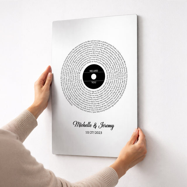 Personalized Vinyl Song Lyrics Circle Metal Print