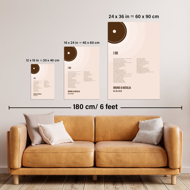 Custom Song Lyrics Print, Pastel Sand Vinyl Record Wall Art