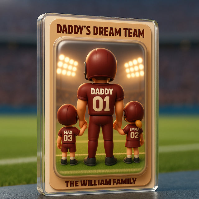 Daddy's Team Football - Personalized Family Name Acrylic Plaque