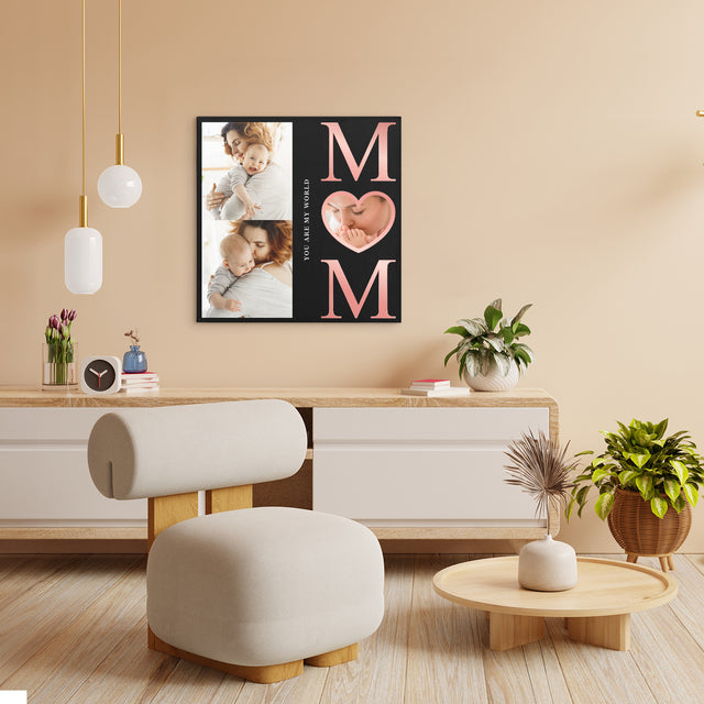 Personalized Mom Photo Collage Canvas Wall Art Custom 3 Photos