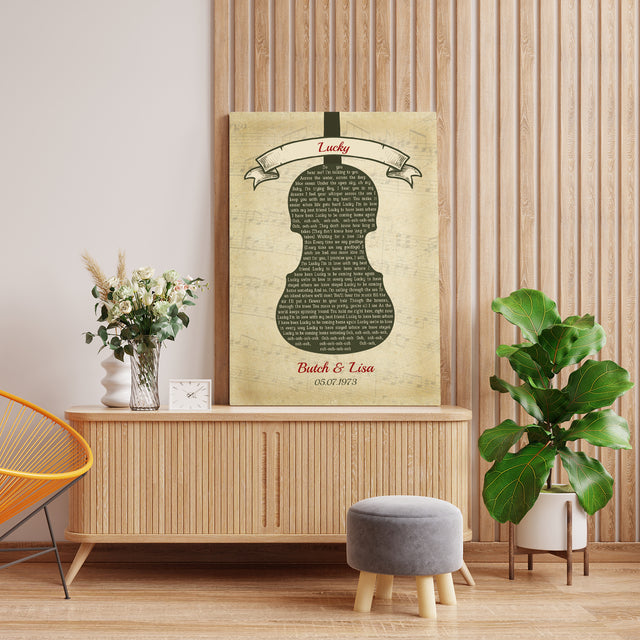 Custom Song Lyrics And Text, Violin Art, Canvas Wall Art