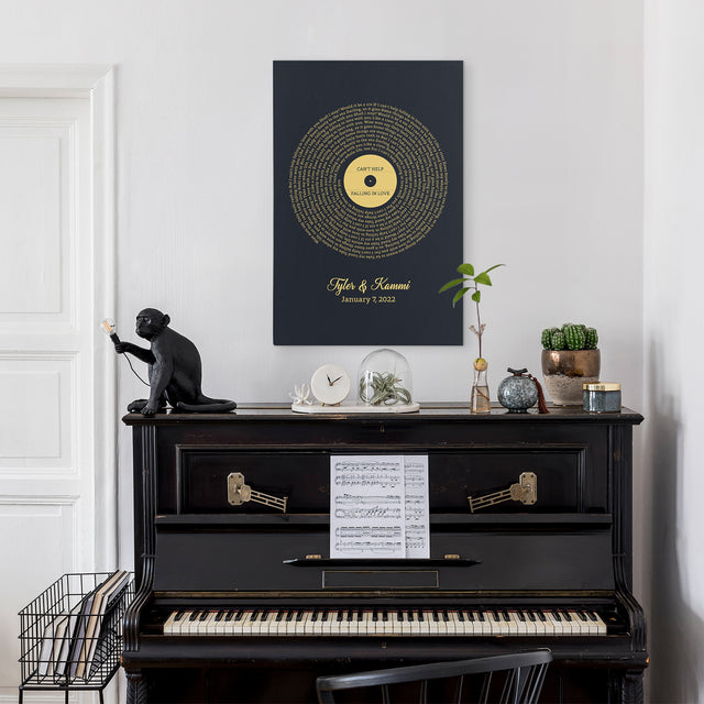 Custom Song Lyrics And Customizable Text Navy Background Canvas