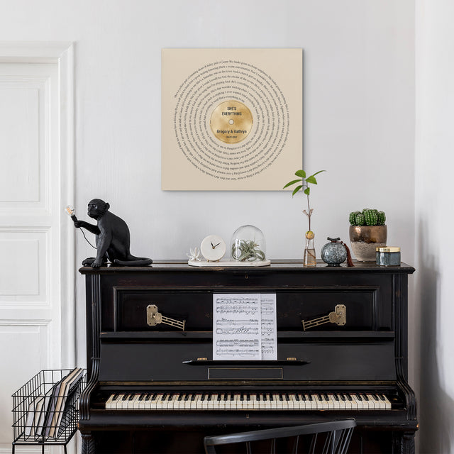 Vintage Harmony Square Canvas, Customize Song Lyric Art Prints