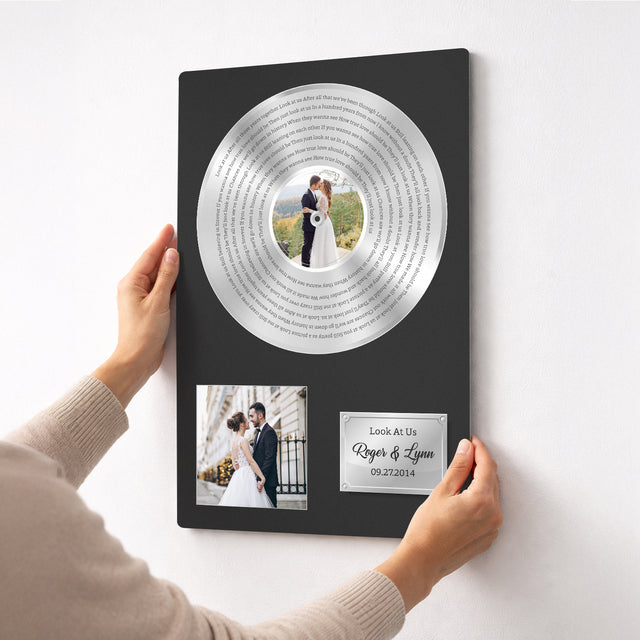 Personalized Gold Vinyl Photo & Song Lyrics Metal Print