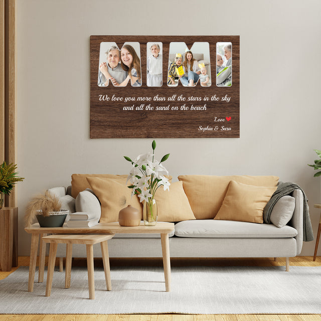 MiMi Custom Photo - Customizable Dark Wood Background Canvas