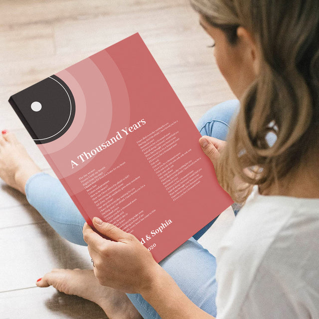 Maroon Vinyl Record Canvas Print, Personalized Song Lyrics Canvas Wall Art