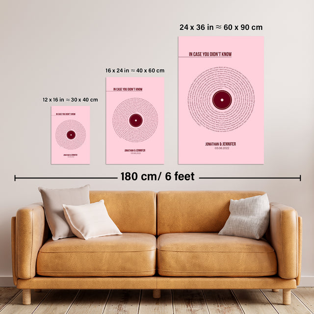 Tickled Pink Vinyl Record, Custom Song Lyrics Framed Art Print