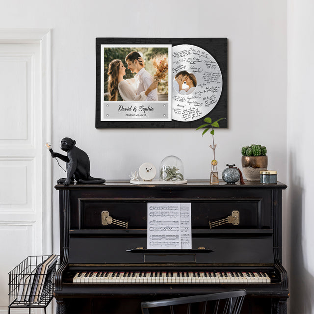 Personalized Vinyl Record Canvas, Wedding Guest Book Alternative