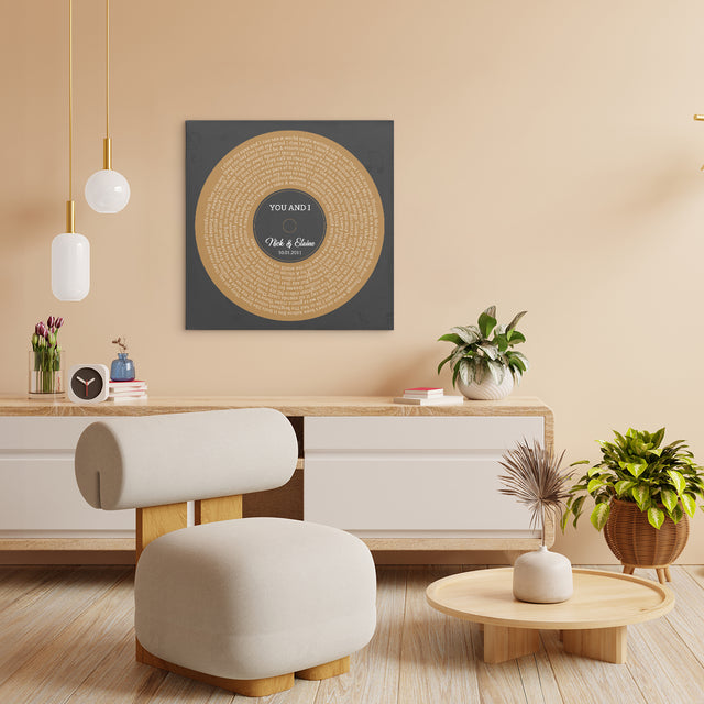 Melody Square Canvas Print, Customize Song Lyrics & Name Wall Art