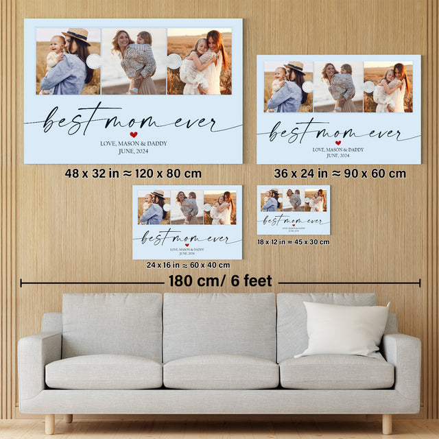 Best Mom Ever Photo Collage Canvas Print Light Blue Background