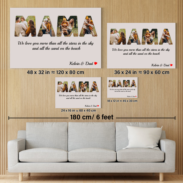 Mama Custom Photo - Customizable Light Grey Background Canvas