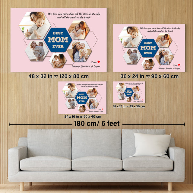 Best Mom Ever Custom Hexagon Photo Collage Canvas 5 Pictures