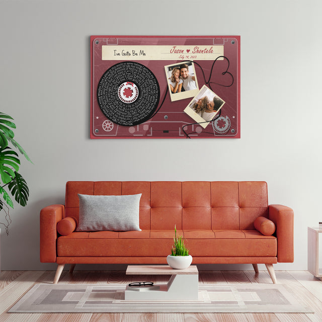 Personalized Song Lyrics and Photo Cassette Tape Canvas