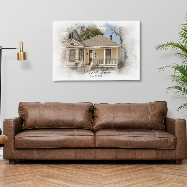 Custom Watercolor Family Portrait Canvas