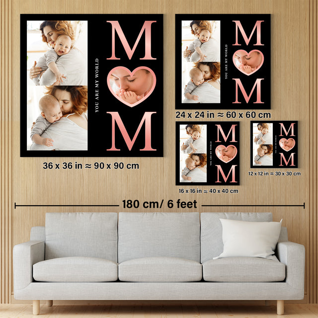 Personalized Mom Photo Collage Canvas Wall Art Custom 3 Photos