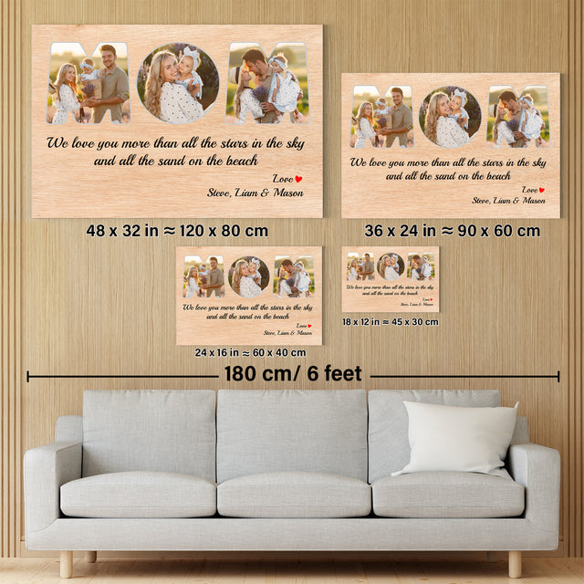 Mom Custom Photo - Customizable Light Wood Background Canvas