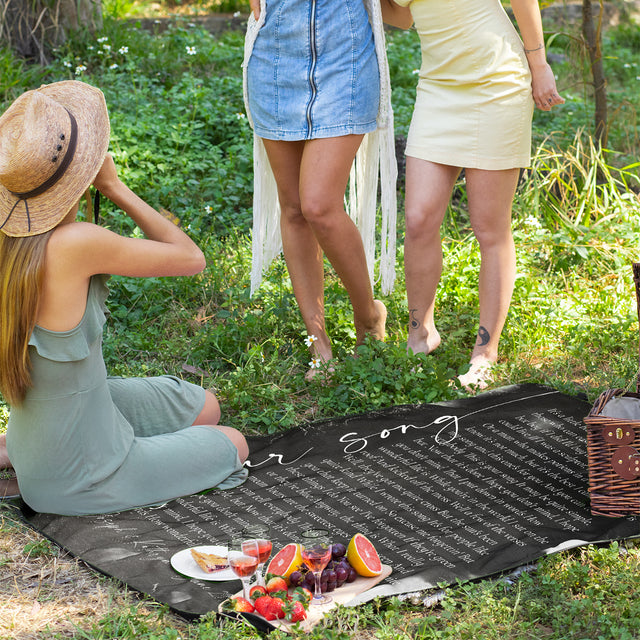 Minimalist Custom Song Lyric Picnic Blanket
