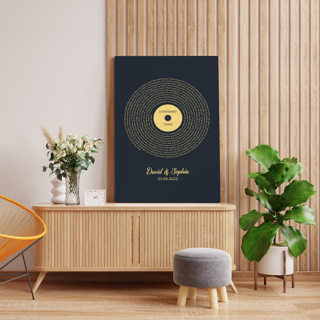 Custom Song Lyrics And Customizable Text Navy Background Canvas