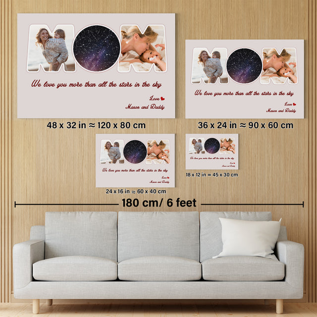 Light Grey Mom Star Map Photo Collage Canvas Print