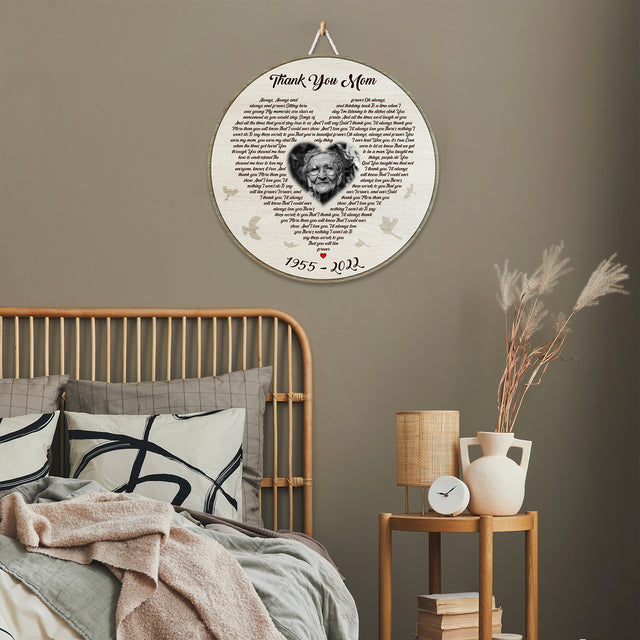 Personalized Round Wood Sign with Custom Photo and Lyrics, Memorial Gifts