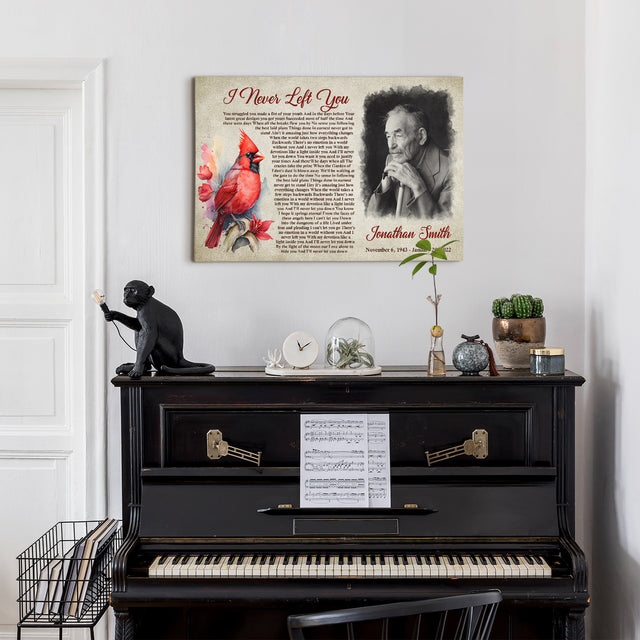 Personalized Cardinal Memorial Canvas, Custom Song Lyrics And Photo