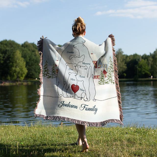 Personalized Polar One Line Art Christmas Comfort Blanket