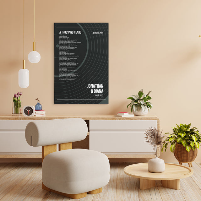 Personalized Classic Vinyl Record Canvas, Custom Song And Name