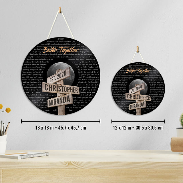 Custom Song Lyrics, Customizable Song Name And Text, Street Sign Style, Round Wood Sign