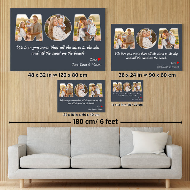 Mom Custom Photo - Customizable Vintage Navy Background Canvas