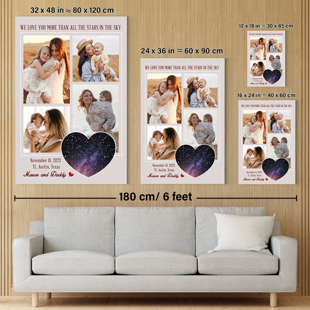 Mom Star Map Photo Collage Canvas Print Custom 4 Pictures