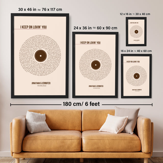 Custom Song Lyrics Print, Pastel Sand Vinyl Record Wall Art