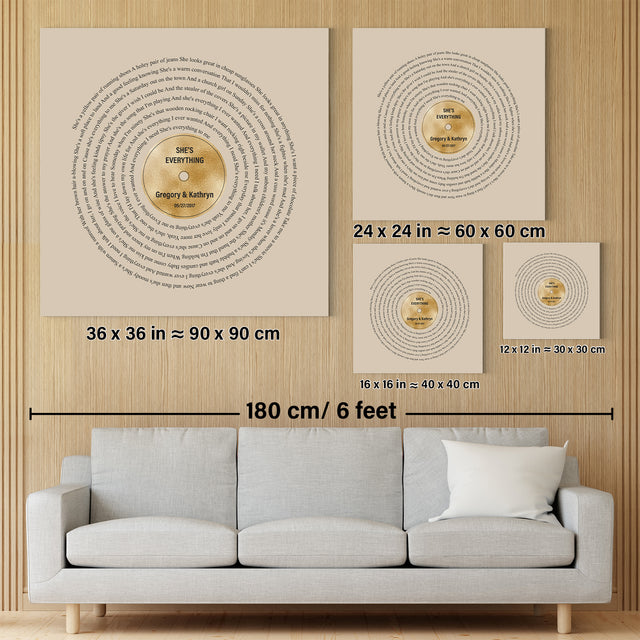 Vintage Harmony Square Canvas, Customize Song Lyric Art Prints