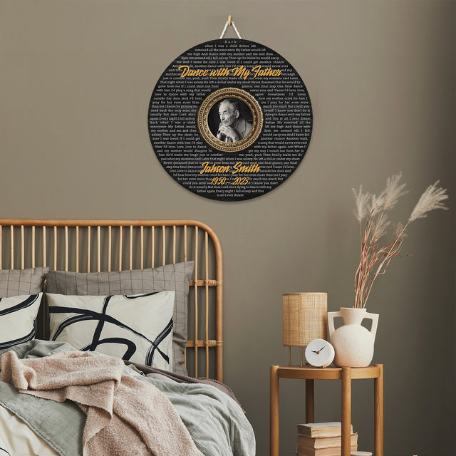 Custom Song Lyrics & Photo, Personalized Memorial Round Wood Sign