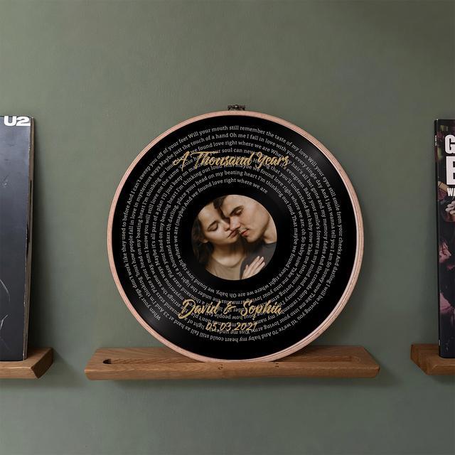 Personalized Song Lyrics Vinyl Record - Framed Round Wall Art - TONI01