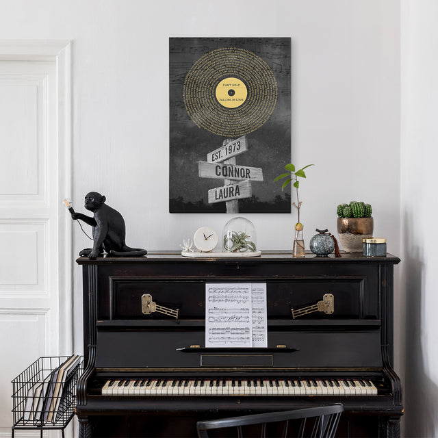 Custom Song Lyrics And Text, Street Sign, Canvas Wall Art