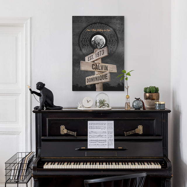 Custom Song Lyrics And Upload Photo, Vinyl Record Street Sign Style, Canvas Wall Art