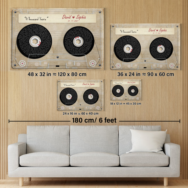 Customizable Music Song Lyrics Cassette Tape Canvas Wall Art