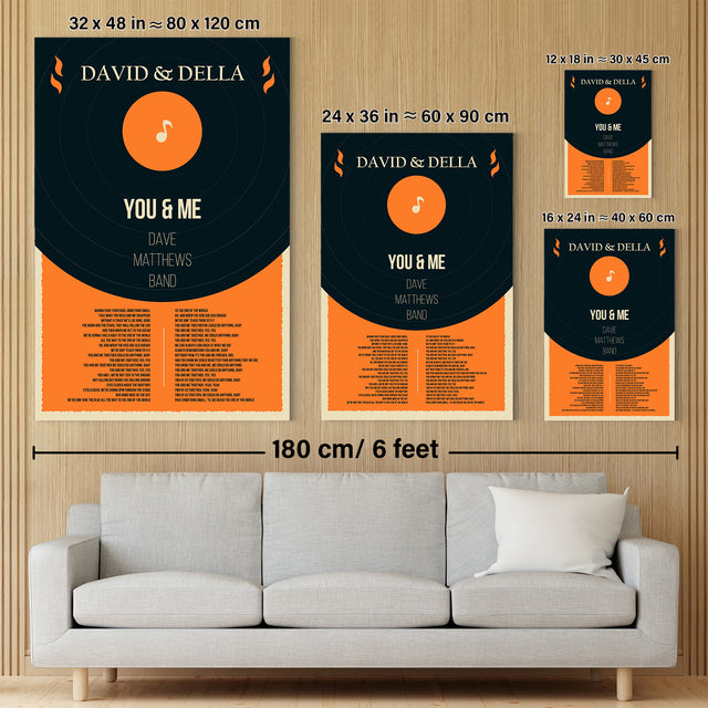 Nostalgic Vinyl Lyrics Canvas, Custom Song Lyrics And Name