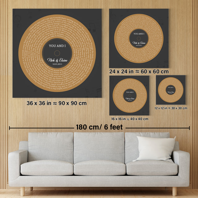Melody Square Canvas Print, Customize Song Lyrics & Name Wall Art