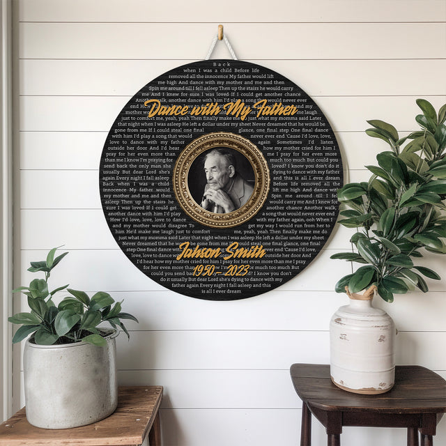 Custom Song Lyrics & Photo, Personalized Memorial Round Wood Sign