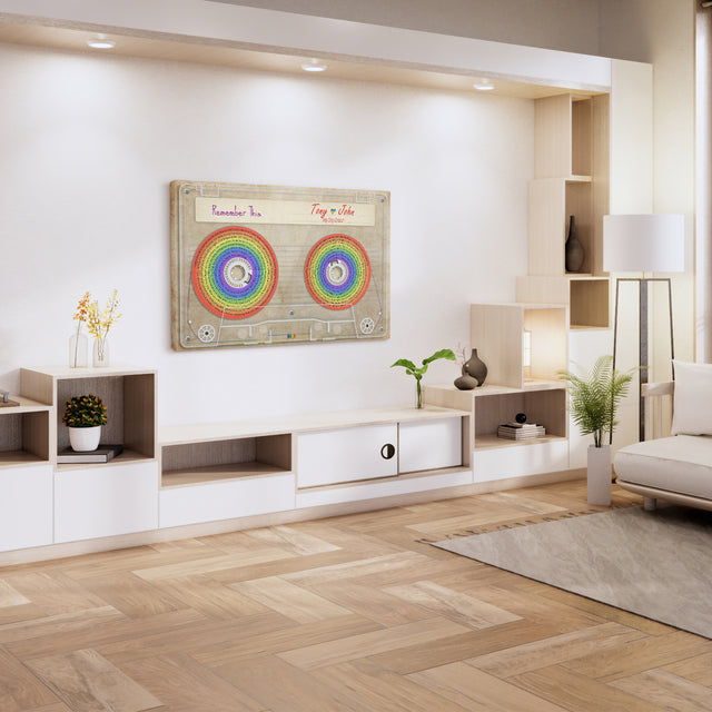 Customizable Music Song Lyrics Cassette Tape, Rainbow Gradient Art, LGBT Canvas Wall Art