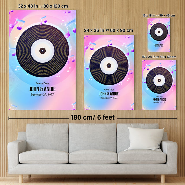 Gradient Personalized Canvas, Song Lyrics On Wall Art