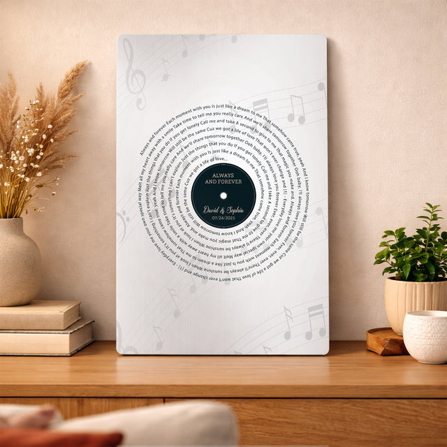 Personalized Song Lyrics - Vinyl Record Metal Print