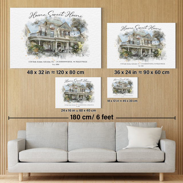 Custom Watercolor Home Portrait